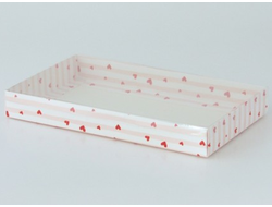 Коробка на 5 печений с прозрачной крышкой (25*15*3 см), валентинка