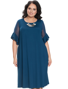 Нарядное платье трапециевидного силуэта арт. 5022 размеры 48-58  (цвет синий)