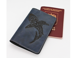 Обложка на паспорт с гравировкой "Акула"