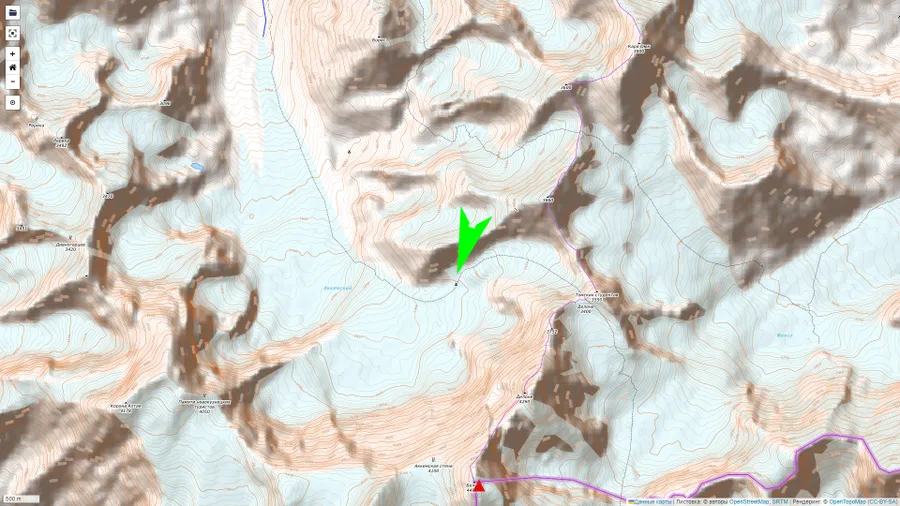 Местоположение высокогорного приюта Томские-Белуха