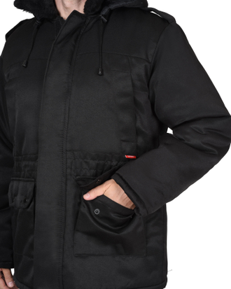 Куртка -БЕЗОПАСНОСТЬ" зимняя удлиненная, черная