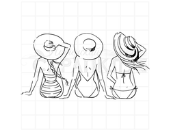 Штамп Три девушки в купальниках