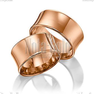 Классические широкие обручальные кольца из красного золота с вогнутым профилем