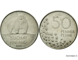 Финляндия. 50 пенни 1992 год.