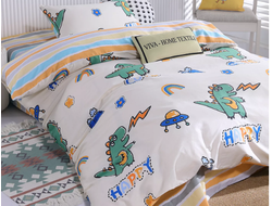 Комплект детского постельного белья Сатин Люкс KIDS Happy Dino 100% хлопок CDKR033 размер 150*210 см(160*230 см)