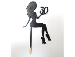 Топпер «Девушка 30 лет» (дерево), цвет Черный