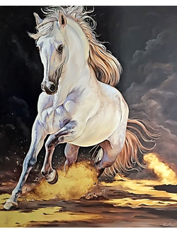 Алмазная картина (мозаика) &quot;Белая лошадь&quot; 40*50\50*60 см