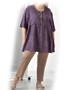 Модная женская удлиненная туника арт. 164682-178  (цвет фиолетовый) Размеры 64-82