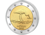 2 евро Черный Аист. Латвия, 2015 год