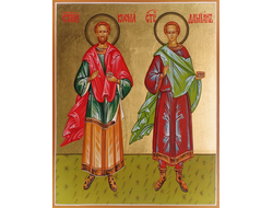 Косьма и Дамиан, Святые мученики, бессеребренники. Рукописная икона.