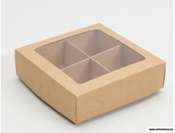 Коробка для конфет 4 шт 12,5 x 12,5 x 3,5 см  Бурый