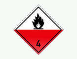 Знак опасности «4 класс опасности. Подкласс 4.2. Вещества, способные к самовозгоранию» для маркировки опасных грузов