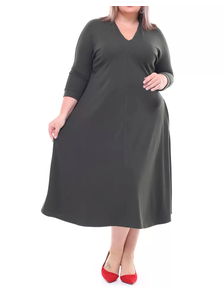 Трикотажное женское платье-лапша Арт. 17446-5050 (Цвет хаки) Размеры 50-68