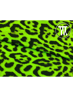 Бифлекс глянец принт Леопард с ворсинками, цв. Неон-зеленый