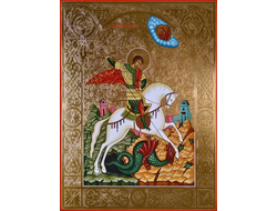 Георгий Победоносец, святой великомученик. Рукописная икона.