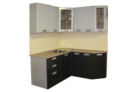 Набор корпусной мебели для кухни 2
Корпус: ЛДСП. Фасады: МДФ + Витражи. Размер: 1,4х1,5м.