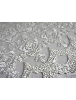 Тюль с вышивкой и фестончатым краем белого цвета, 290 см. Пр-во Турция. На отрез