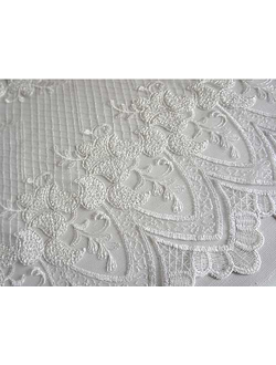 Декоративная и практичная ткань для пошива тюля с вышивкой и фестонами. Белый цвет, 290 см высота