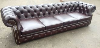 4-х местный кожаный диван Chesterfield. Комбинированный.