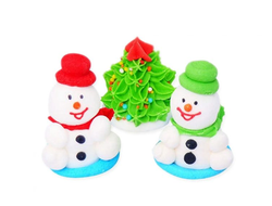 Сахарное украшение "Новогодний набор" (2 снеговичка + 1 елочка) размер фигурок - 4 см