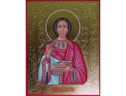 Пантелеимон (Пантелеймон) Целитель, святой великомученик. Рукописная икона.