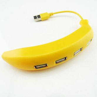 USB хаб &quot;Банан&quot;,  разветвитель портов с 4 портами.Тип кабеля: Несъемный кабель USB 2.0 Type A (&quot;папа&quot;) Размер: 130 x 180 x 60 мм (с упаковкой) Вес: 50 г.