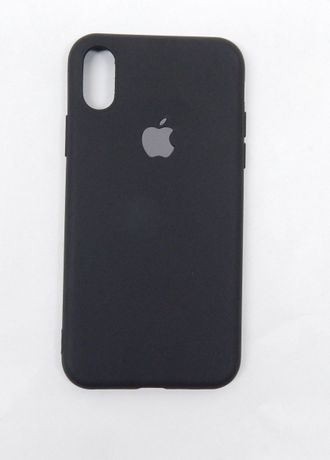 Защитная крышка силиконовая iPhone X черная, матовая, с логотипом