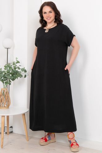 Платье летнее платье женское А-образного силуэта арт. 5946 (цвет черный) Размеры 48-64