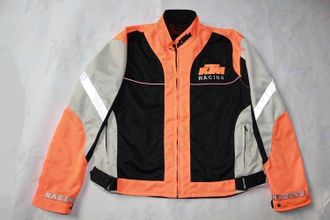 Куртка мотоциклетная KTM с защитой плеч и локтей (размер L) цвет черный/оранжевый