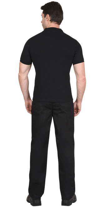 Рубашка-поло короткие рукава черная, рукав с манжетом, пл. 180 г/кв.м.