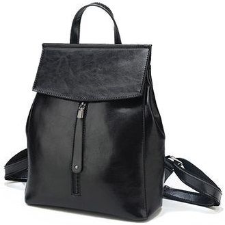 Кожаный женский рюкзак-трансформер Zipper чёрный