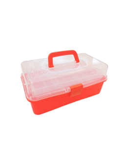 Ящик рыболовный двухполочный 33х19х14см (прозрачная крышка) оранжевый