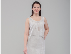 Льняное платье "Гладиолус" с вышивкой (размер 42-56)