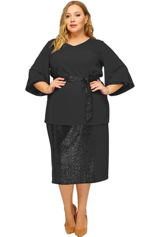 Оригинальная нарядная юбка Арт. 1822601 (Цвет черный) Размеры 52-74