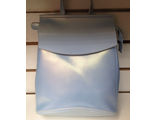Кожаный женский рюкзак-трансформер перламутрово-голубой