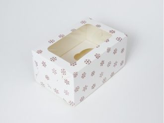 Коробка на 2 кекса (17*11,5*8,5 см), Снежинки
