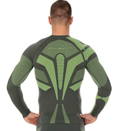 Футболка мужская длинный рукав Brubeck DRY графито-лимон