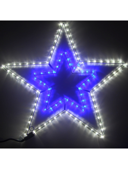 Фигура из дюралайта "Звезда" на каркасе, 108 светодиодов, 52 см, соединяемая (до 10 шт.), уличная, белый/синий