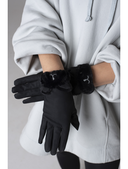 Перчатки женские зимние с мехом черные