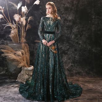 Зеленое платье с рукавами "Халифа" прокат Уфа