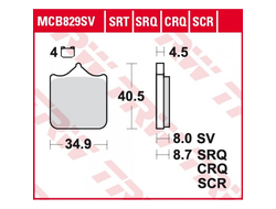 Тормозные колодки передние TRW MCB829SV для BMW (Sinter Street SV)