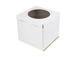 Коробка для торта ПЛОТНАЯ картонная С ОКНОМ, 36*36 * высота 26 см