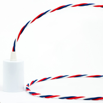 Текстильный кабель 3*0,75 арт Cab.TZUSA трехцветный белосинекрасный.