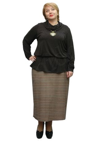 Элегантная юбка Арт. 5136 (Цвет коричневый) Размеры 54-84