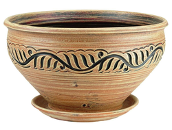 Бежевый цветочный горшок-плошка из керамики в античном (греческом) стиле диаметр 37 см