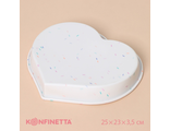 Форма силиконовая для выпечки KONFINETTA «Сердце», 25×23×3,5 см (внутр.размеры 23×21×3,5 см), цвет белый