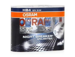 Лампа галогенная Osram HB4 9006 Night Breaker Unlimited 12V 51W,+110%, 2 шт.