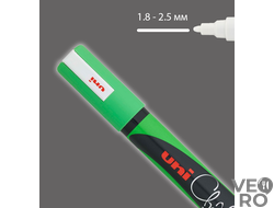Маркер меловой Uni Chalk 5M 1,8-2,5мм овальный (зеленый)