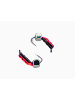 Мормышка вольфр. МАСТИВ  Безнасадка 2 красный+чёрный, кубик, 0,4гр. (серебро)  арт.063