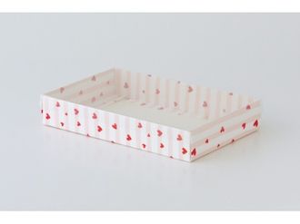 Коробка на 2 печенья с ПРОЗРАЧНОЙ КРЫШКОЙ (18*11*3 см), Валентинка